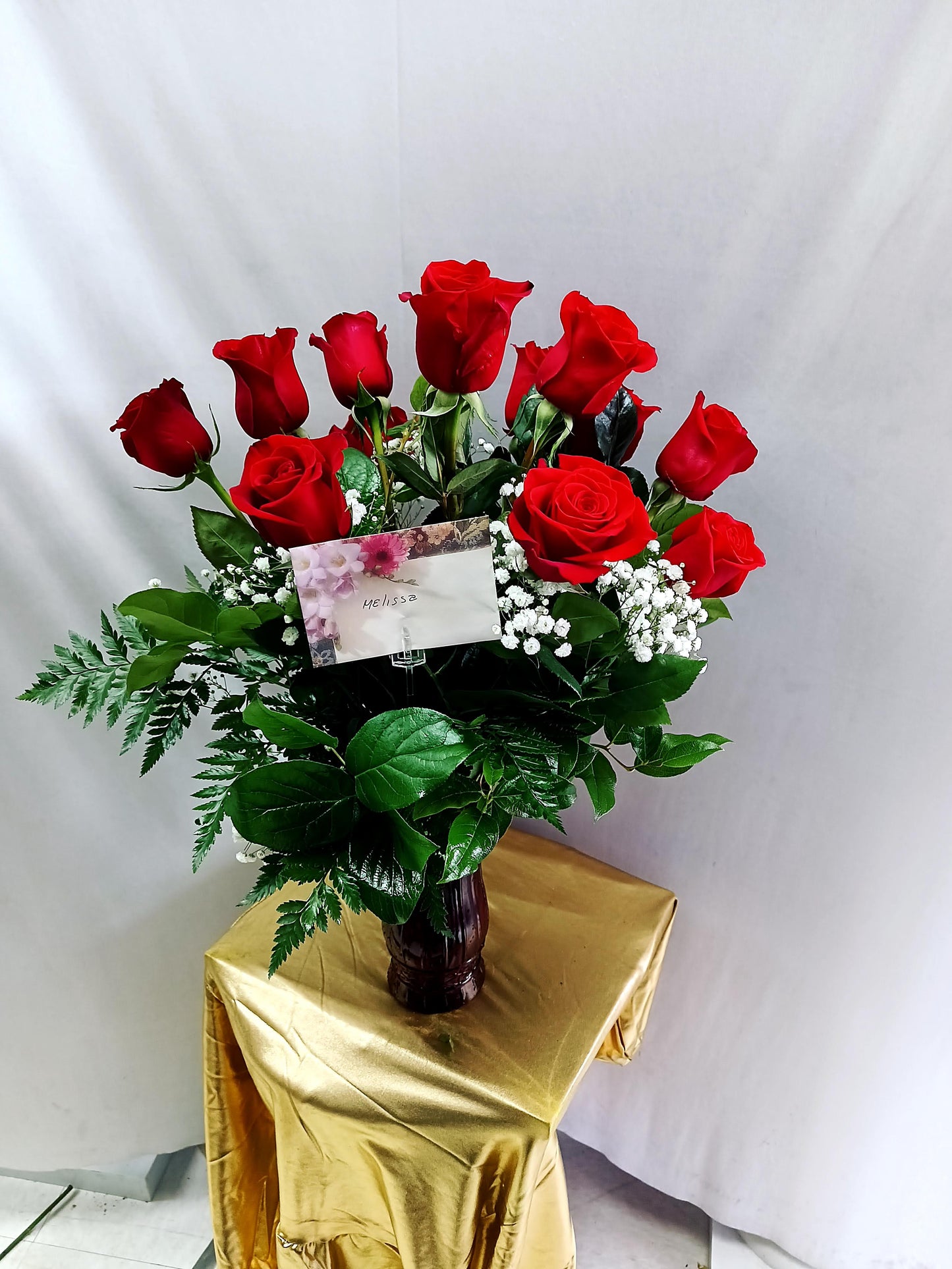 Dozen Roses in Vase